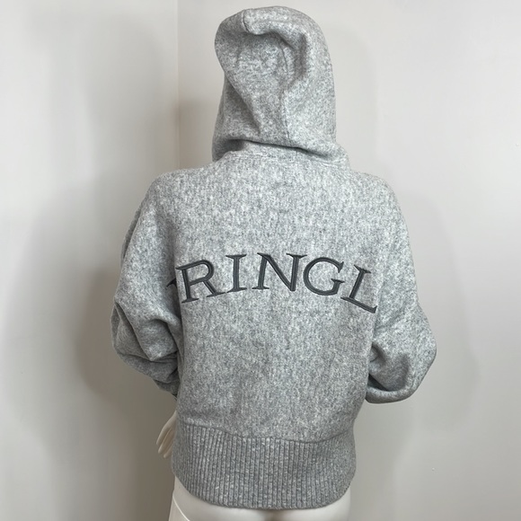 Pringle of Scotland x H&M Women’s Sweater S Grey Neon Yellow Cuff Hood Drawcord - Picture 3 of 16